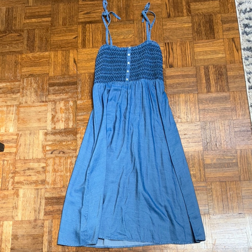 LOFT Blue Smocked Maxi Dress